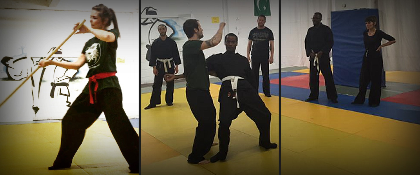 Students practicing Self Defence Class in the Cardiff dojo